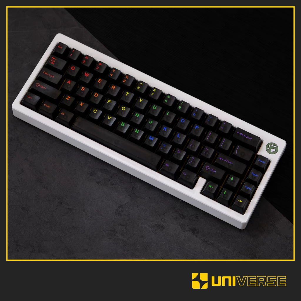 Keycap Aifei Midnight Rainbow Xuyên Led ABS In UV Profile Cherry Alice 122 Nút Keycap Trong Suốt Đen Sương Mờ Universe | BigBuy360 - bigbuy360.vn
