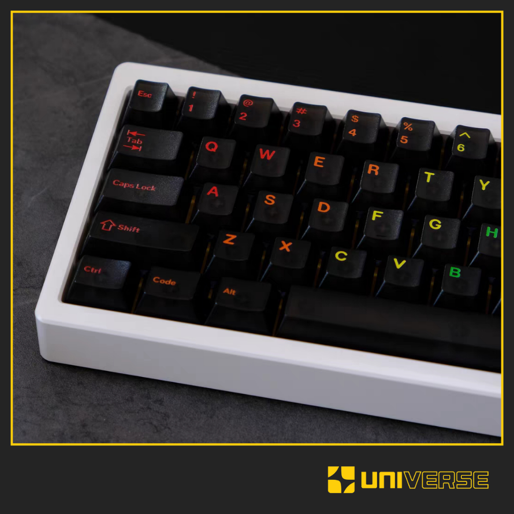 Keycap Aifei Midnight Rainbow Xuyên Led ABS In UV Profile Cherry Alice 122 Nút Keycap Trong Suốt Đen Sương Mờ Universe | BigBuy360 - bigbuy360.vn