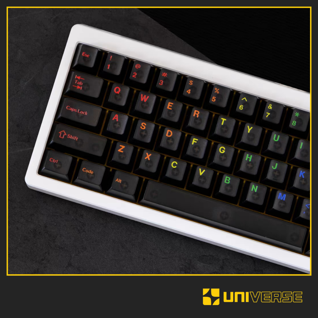 Keycap Aifei Midnight Rainbow Xuyên Led ABS In UV Profile Cherry Alice 122 Nút Keycap Trong Suốt Đen Sương Mờ Universe | BigBuy360 - bigbuy360.vn