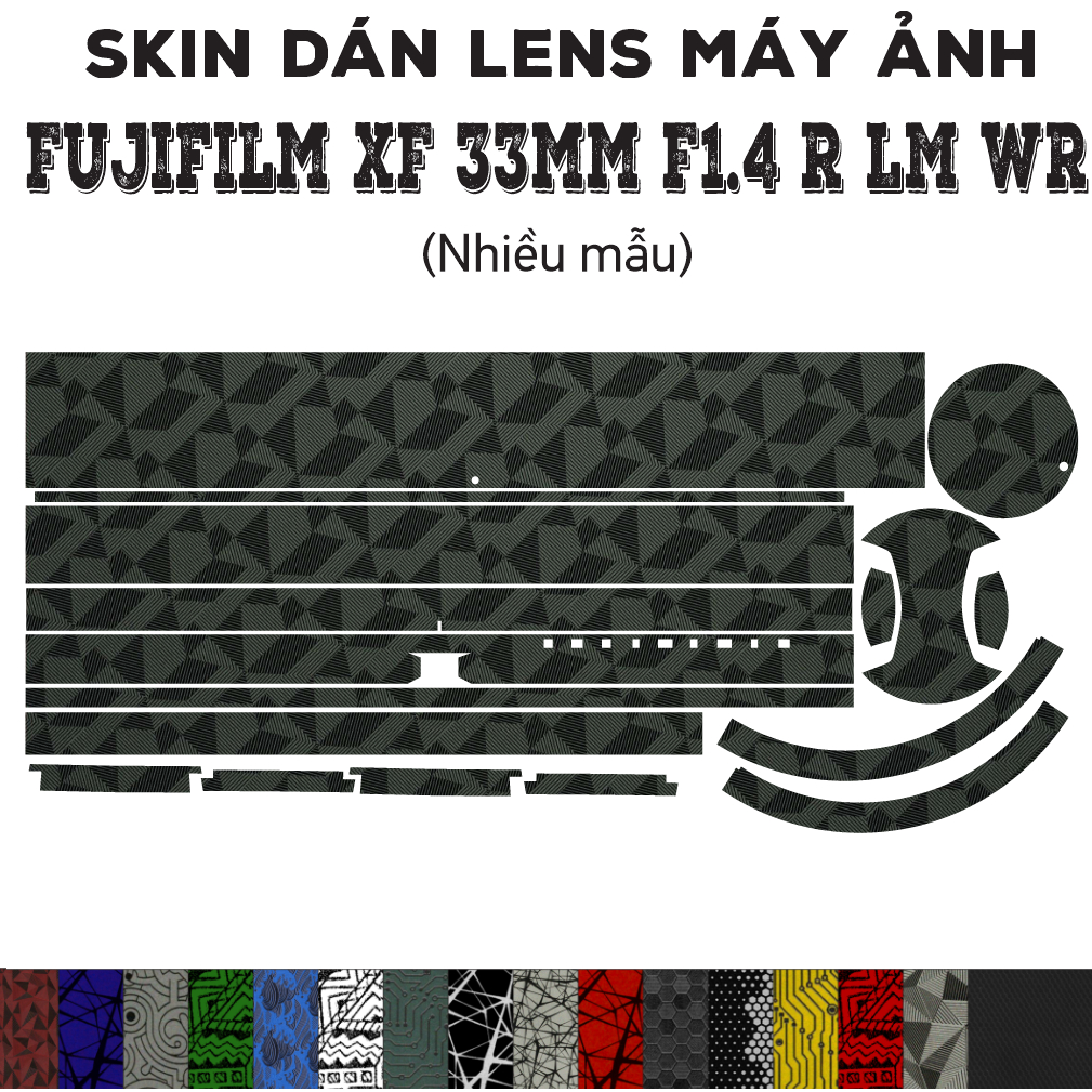 Skin dán Lens Fujifilm XF 33mm f1.4 R LM WR (Nhiều mẫu) | Decal Film 3M dán bảo vệ ống kính máy ảnh 33 mm