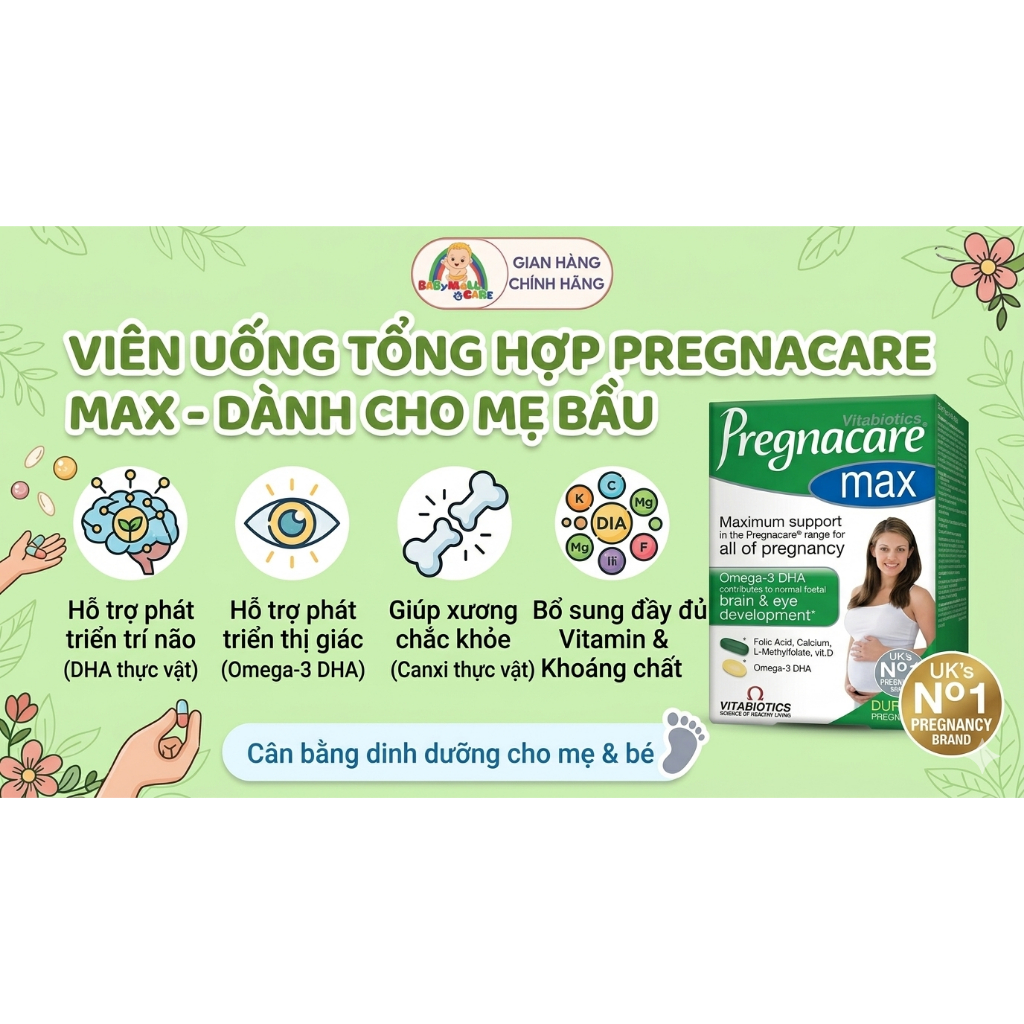 Viên Uống Tổng Hợp Cho Mẹ Bầu Pregnacare Max Bổ Sung Vitamin,Omega 3 DHA Hộp 84 Viên |Babymall &Care