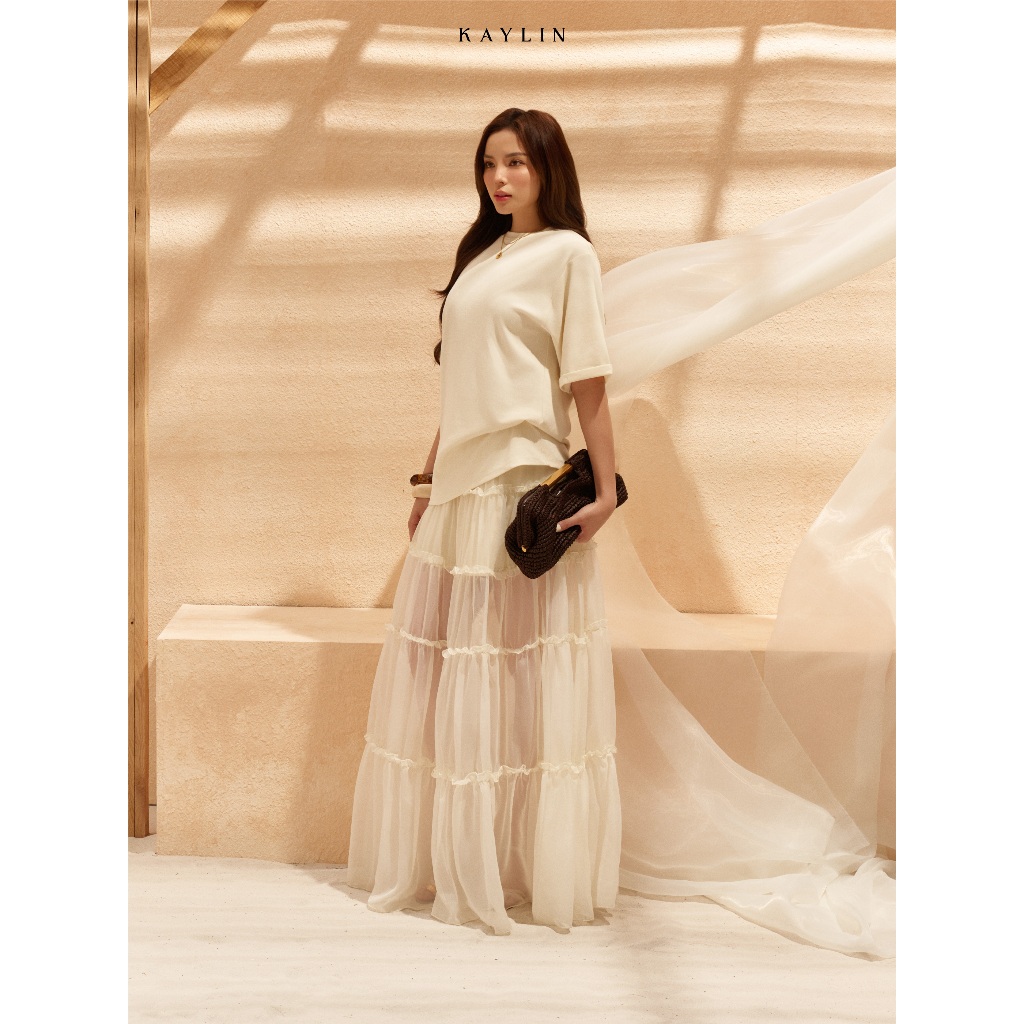 Set KAYLIN Soft Muse áo form rộng phối chân váy chất vải thun silk phối voan cá tính BST HER ELEMENT - SET165