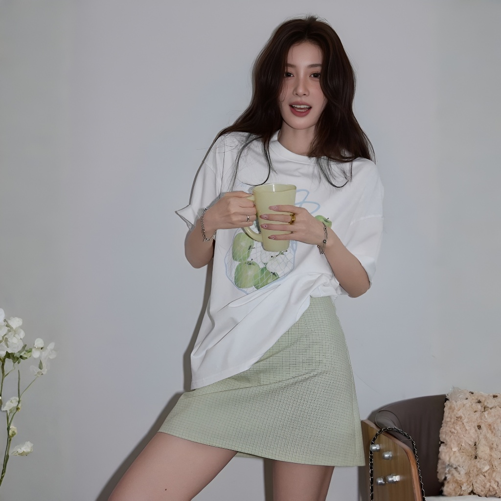 Áo Thun Trắng Táo Xanh Sang Trọng, Chất Cotton Mềm Mịn, Có Kèm Hình Thật.