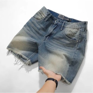 Quần Short Jean Xanh Wash Rách Nam Form Slim Fit Co Giãn – Hàn Quốc, Tôn Dáng, Dễ Phối