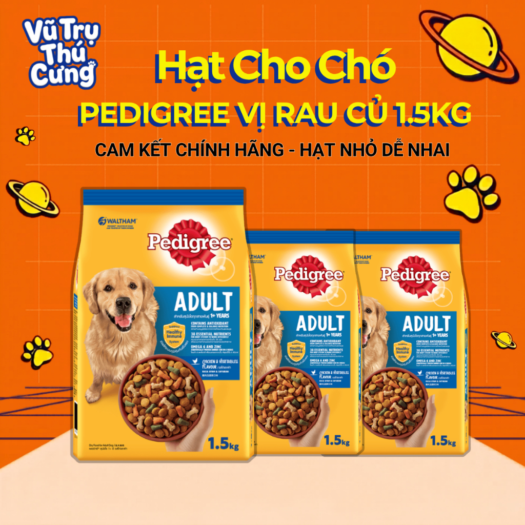 Hạt Pedigree cho Chó trưởng thành vị Gà rau củ 1,5Kg