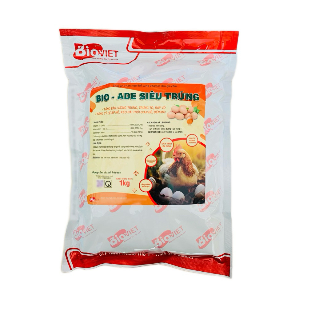 ADE Siêu Trứng 1Kg (10Tr1) Hỗ Trợ Tăng Sản Lượng Trứng, Trứng To, Dày Vỏ, Tăng Tỷ Lệ Ấp Nở Ở Gia Cầm
