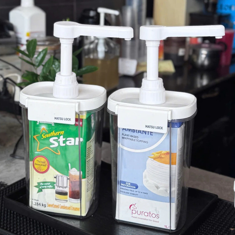 Bình Bơm Sữa Đặc 10ml Dung Tích 1.6L Bình Nhấn Định Lượng Pha Chế Trà Sữa Cà Phê