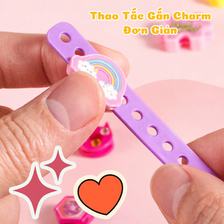 Set Vòng Tay DIY Trang Trí Charm Đáng Yêu - Đồ Chơi Handmade Tự Làm Trang Sức Sáng Tạo Cho Bé Gái, Chất Liệu Silicon mềm
