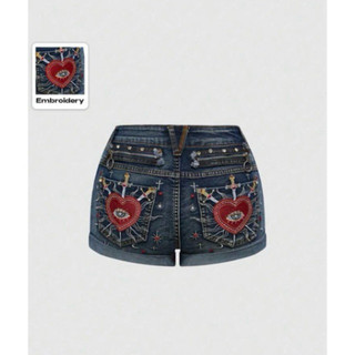 Quần Short denim cạp trễ in hình ( Hàng Oder vui lòng không hủy giúp e)