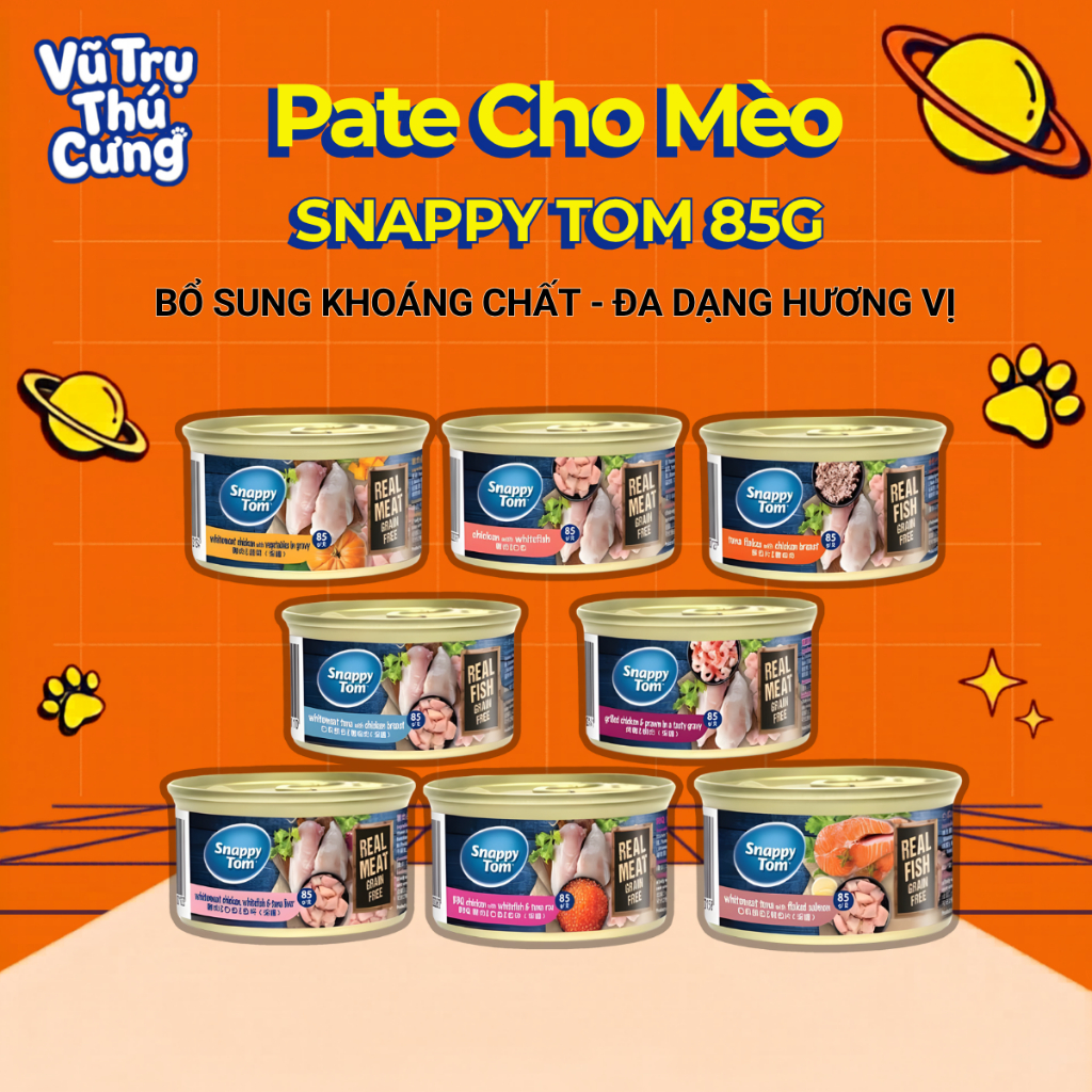 Pate Snappy Tom Cho Mèo Nhiều Dinh Dưỡng Lon 85g