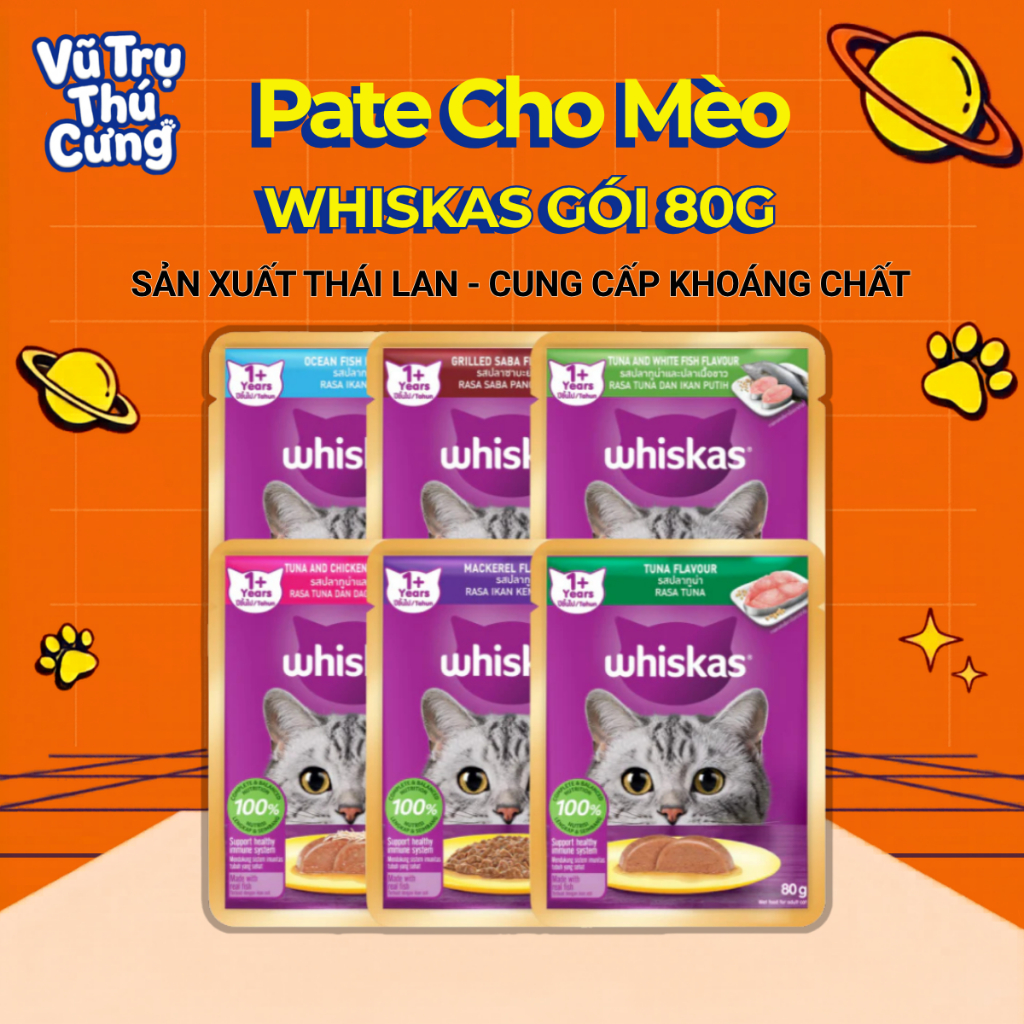 Pate Whiskas Adult dạng Gói dành cho Mèo Trưởng Thành trên 12 tháng