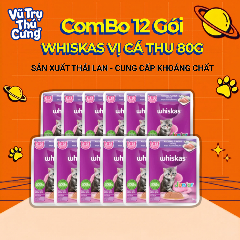 Combo Pate Whiskas cho Mèo con vị Cá thu 80g