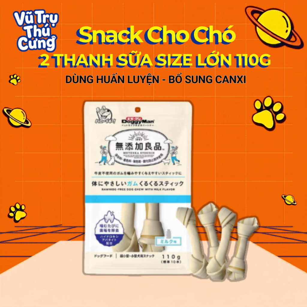 Xương gặm cho Chó DoggyMan size lớn hương Sữa (2 thanh)
