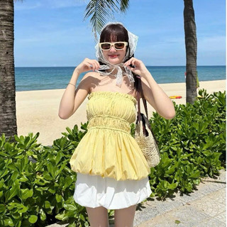 247store - Áo Bí Cúp Ngực Dáng Xoè Chất Gió Sần