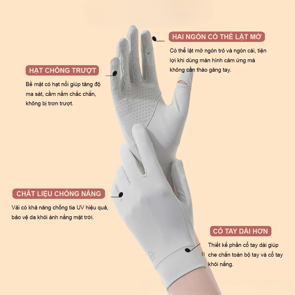 [Peinn] Găng Tay Chống Nắng UPF 50+ chống tia UV/Chống trượt/Chống Nắng Có Thể Chạm Màn Hình Cảm Ứng GTA01