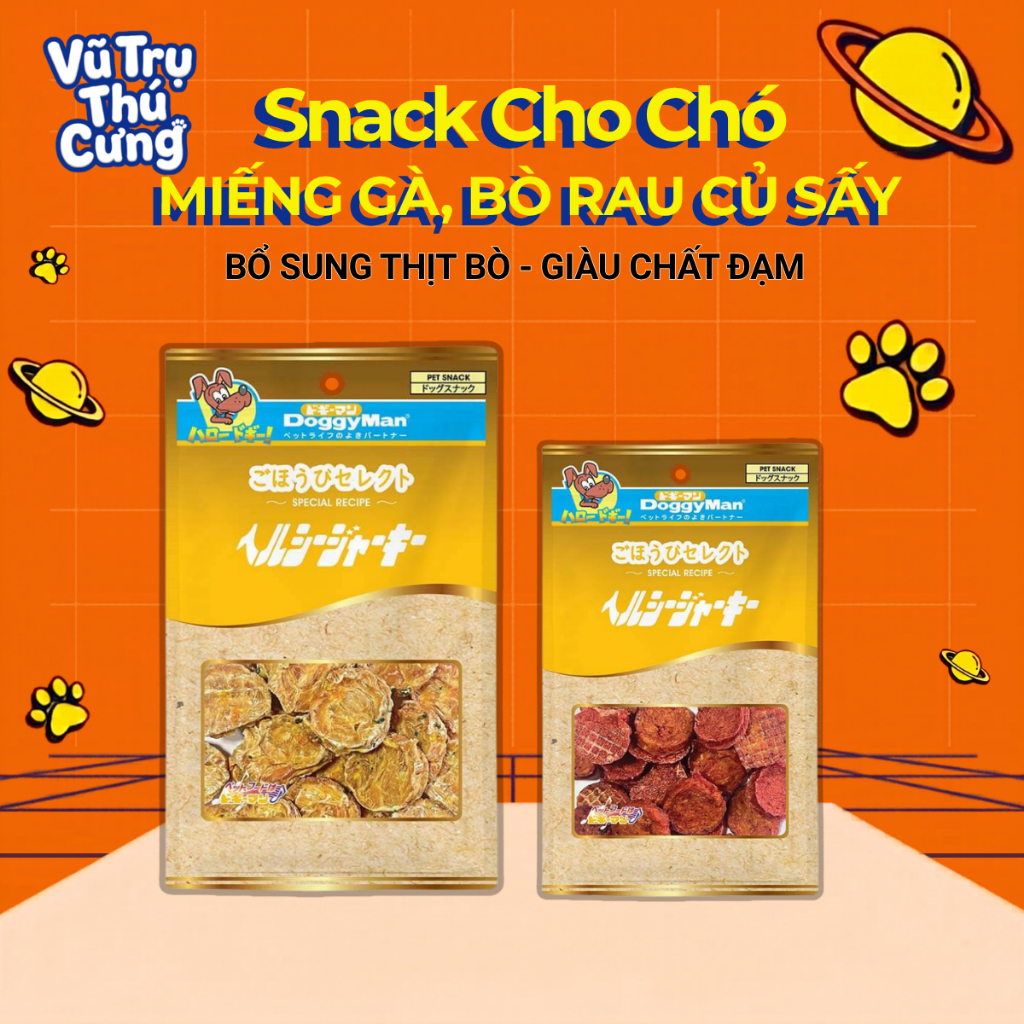 Snack Cho Chó Miếng Gà Sấy Bổ Sung Rau Củ DoggyMan 90g