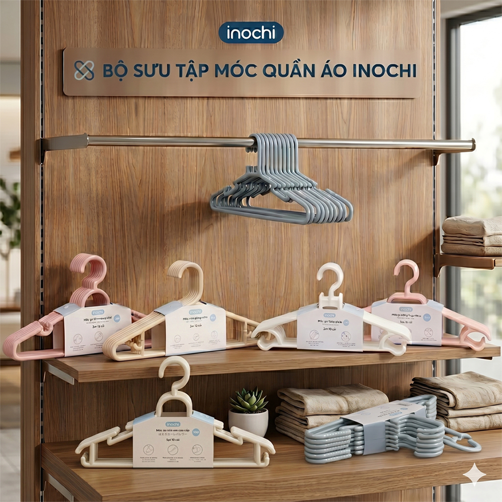 [10 Phân Loại] Bộ Sưu Tập Móc Quần Áo Người Lớn Nhựa Cao Cấp Inochi - giao màu ngẫu nhiên