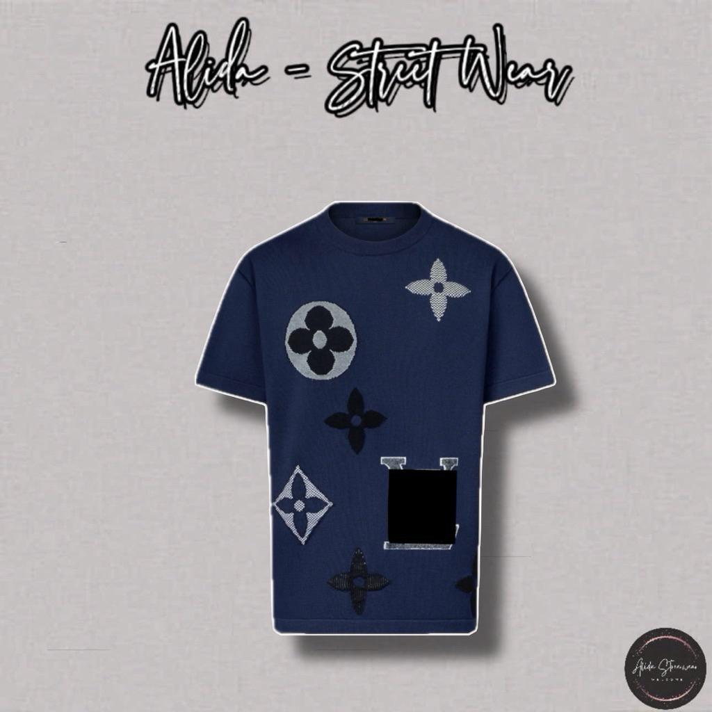 ⚡️[Hight Quality] Áo Phông Len Nam Nữ \/ Graphic Ready Navy - Điểm Nhấn Dệt Hoa To Thêu Nổi Cao Cấp Thanh Lịch