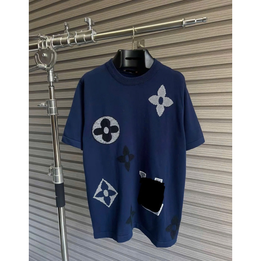 ⚡️[Hight Quality] Áo Phông Len Nam Nữ \/ Graphic Ready Navy - Điểm Nhấn Dệt Hoa To Thêu Nổi Cao Cấp Thanh Lịch