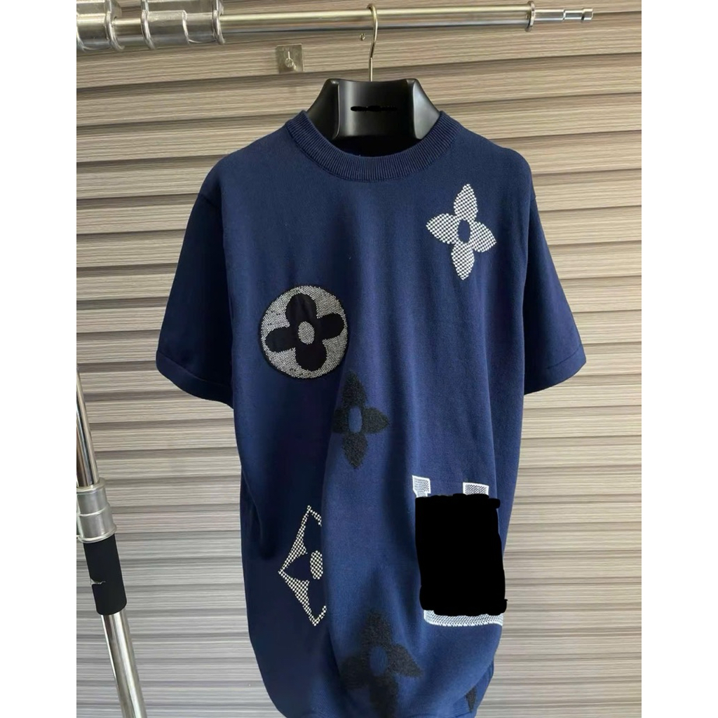 ⚡️[Hight Quality] Áo Phông Len Nam Nữ \/ Graphic Ready Navy - Điểm Nhấn Dệt Hoa To Thêu Nổi Cao Cấp Thanh Lịch