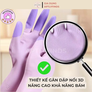 Găng Tay Cao Su Rửa Chén APTLYFINDS - Siêu Dai, Chống Trơn Trượt, Rửa Bát