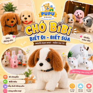 Chó bông biết đi, vẫy đuôi, biết kêu bibi cực cute,chó bông,chó bông biết đi biết sủa,con chó gấu bong - PUPU HOUSE
