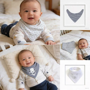 Yếm Tam Giác Cho Bé Trai Bé Gái NB-18M Xuất Dư Xịn Cotton Thấm Hút Nước Dãi Keinnier X04-152 C6104