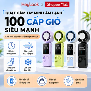 Quạt Cầm Tay Tích Điện Mini Tốc Độ Gió Siêu Mạnh Pin 3000-5000mAh, Quạt Sò Lạnh Gập Gọn Có Đèn Pin