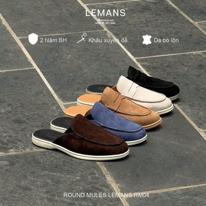 Dép Sục da Lộn nam Round Mules LEMANS RM04.4 - Đế cao su có mùi thơm, thiết kế quai trẻ trung, BH 12T