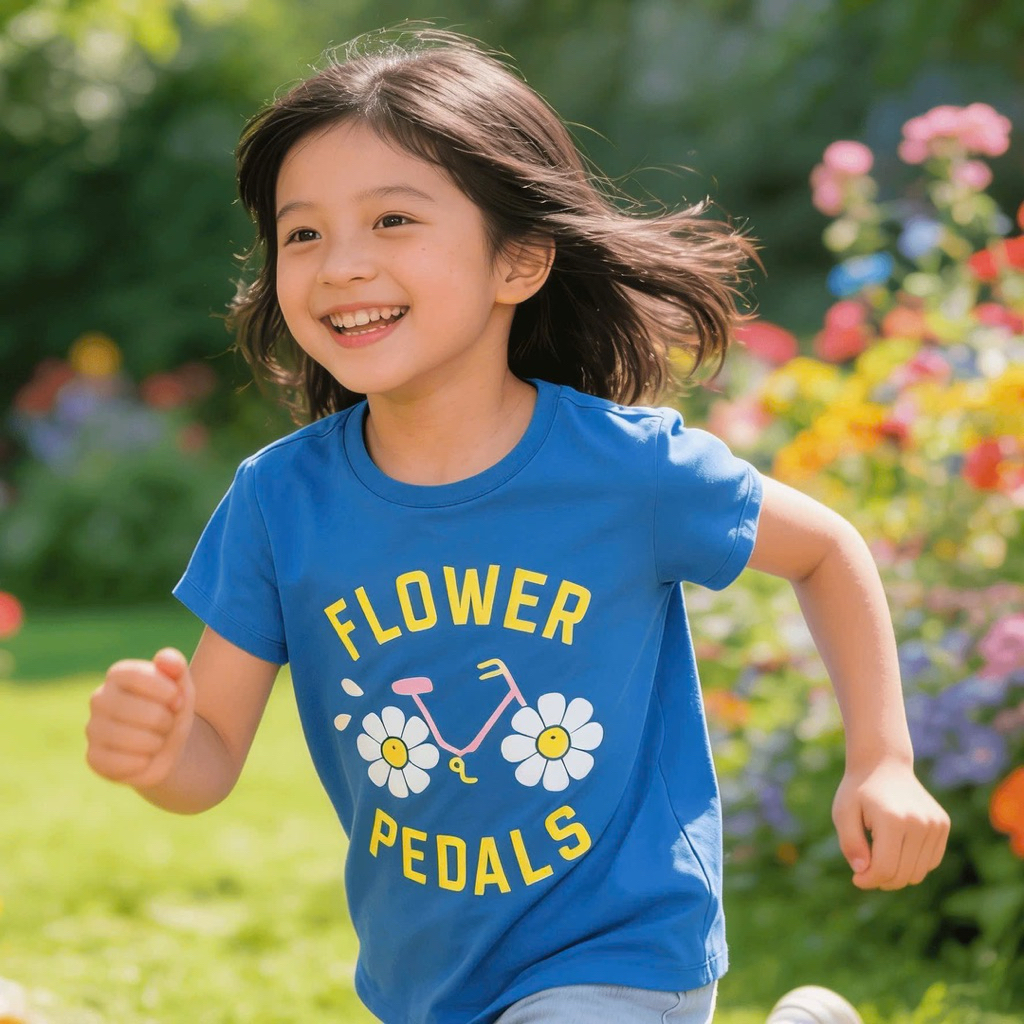 Áo phông bé gái họa tiết xinh 0659L L044 size 2–10 tuổi (10–32kg), áo thun trẻ em co giãn, thoáng mát, xuất dư xịn