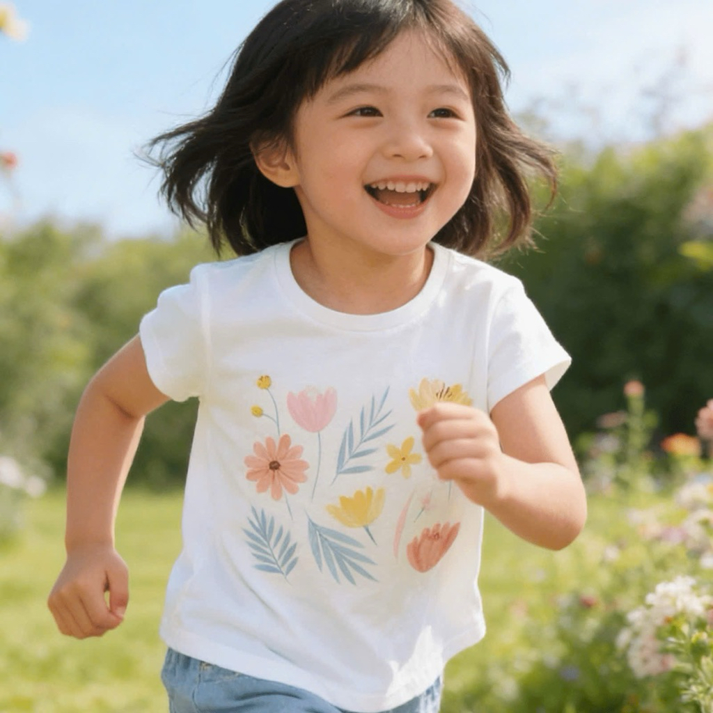 Áo phông bé gái họa tiết xinh 0659L L044 size 2–10 tuổi (10–32kg), áo thun trẻ em co giãn, thoáng mát, xuất dư xịn
