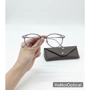 Gọng Kính Cận Tròn Nobita Phối Kim Loại - Nhựa Dẻo Trong Suốt Thời Trang Nam Nữ HaNoiOptical