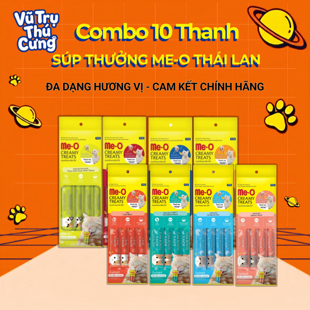 COMBO 10 Thanh Súp Thưởng Cho Mèo Dạng Kem Me-O Creamy Treats