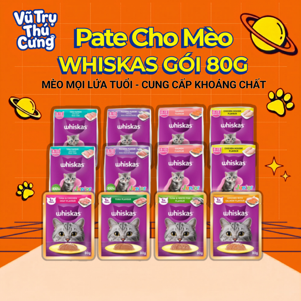 Pate Whiskas Cho Mèo Mọi Lứa Tuổi Giàu Dinh Dưỡng 80g