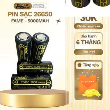 Pin sạc 26650 FAME 5000mAh, Pin mới, dung lượng cao cho đèn pin siêu sáng đèn pin đèn pin đèn pin FAME