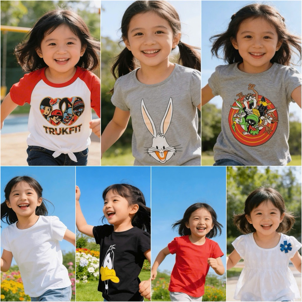{SUPER SALE} Áo Phông Bé Gái Cotton Mềm Mịn In Hình Dễ Thương, Áo Thun Bé Gái Ngắn Tay Cho Bé 8-20kg (1-6 Tuổi)