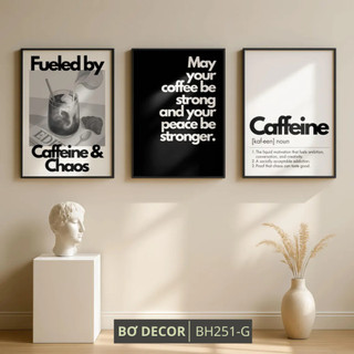 Set 3 Tranh Decor Quán Cafe Họa Tiết Hiện Đại BH251 - Combo 3 Tranh Canvas Treo Tường Trang Trí Quán, Decor Quầy Nước