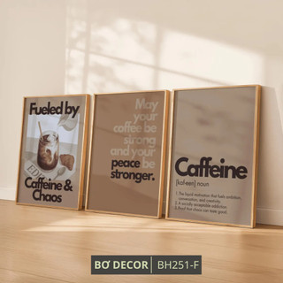 Set 3 Tranh Decor Quán Cafe Họa Tiết Hiện Đại BH251 - Combo 3 Tranh Canvas Treo Tường Trang Trí Quán, Decor Quầy Nước