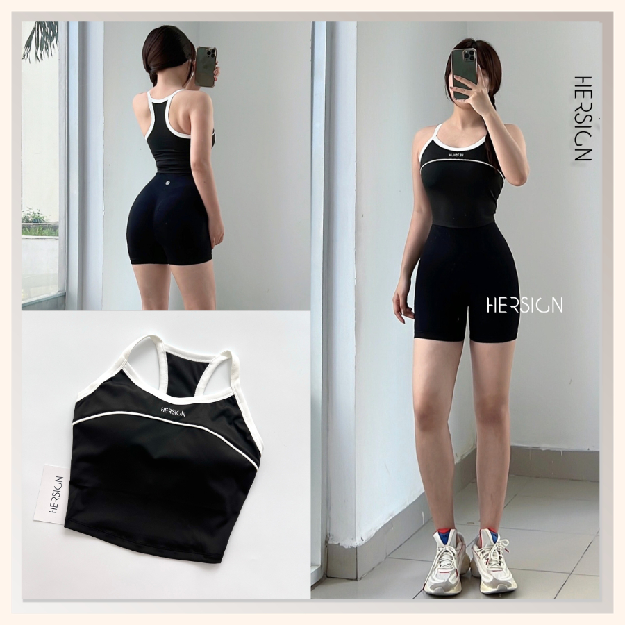HERSIGN Set tập thể thao nữ gym,chạy bộ, đạp xe, tập pickleball tennis,  vận động mạnh SMIXA25N32A-BST HERSIGN Bare Form