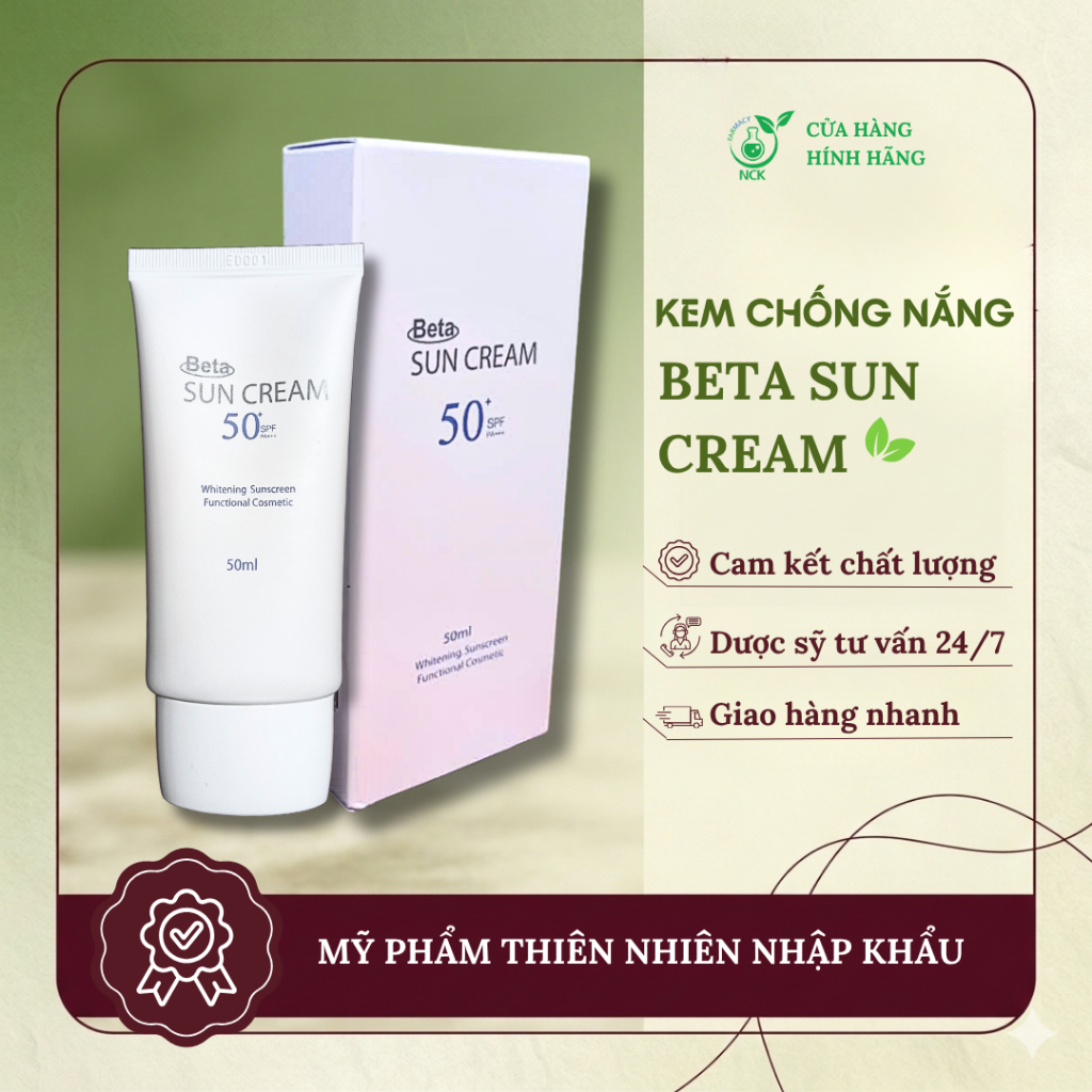 [NCK Farmacy]Kem Chống Nắng BETA SUN CREAM Bảo Vệ Da Trước Tia UV Ngăn Sạm Da, Dưỡng Da Hàng Ngày