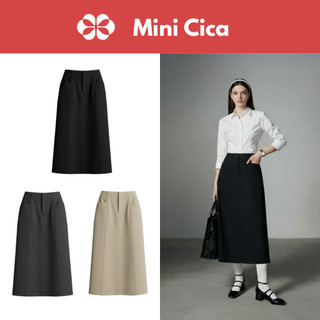 Chân váy chữ A xoè rộng Mini Cica, có 2 túi trước, dài 82cm, có đường diễu 2 bên, chất Tuyết mưa dày dặn minicica V07