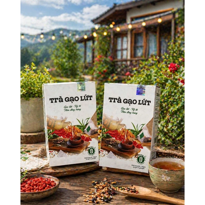 Combo 02 Hộp Trà Gạo Lứt Túi Lọc Mix Hoa Nhài, Cỏ Ngọt, Vừng Đen, Đậu Đen Xanh Lòng, Lá Nếp, Gạo Lứt,có hoá đơn VAT