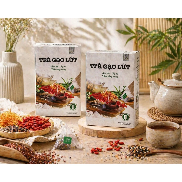 Combo 02 Hộp Trà Gạo Lứt(20 gói) Combo Trà Gạo Lứt Túi Lọc Mix Mix Hoa Nhài, Cỏ Ngọt, Vừng Đen, Đông trùng....có Vat đủ
