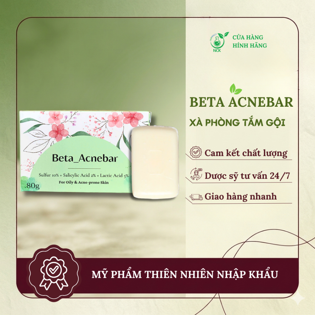 [NCK Farmacy] Xà Phòng Tắm BETA ACNEBAR Giảm Mụn Lưng Làm Sạch Da, Hỗ Trợ, Giảm Viêm Lỗ Chân Lông