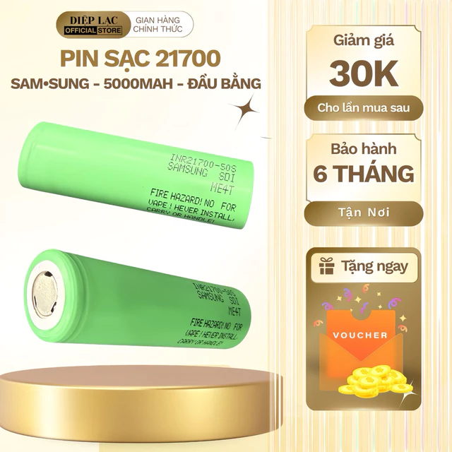 Pin sạc 21700 Ssung 5000mAh 25A xả cao cho đèn pin cầm tay siêu sáng, đèn pin, đèn pin đèn pin đèn pin《Ssung 21700