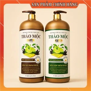 Cặp dầu gội xả PH4 2000ml Bồ Kết Chanh Xả Thảo Dược Phục Hồi Ngăn Tóc Gãy Rụng