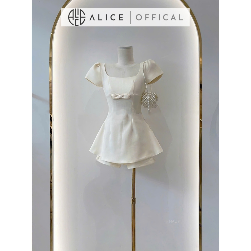 Set Váy Nữ Cao Cấp Alice Chất Chéo, Áo Peplum Cổ Vuông Tay Bồng Phối Quần Đùi Dáng Ngắn T489