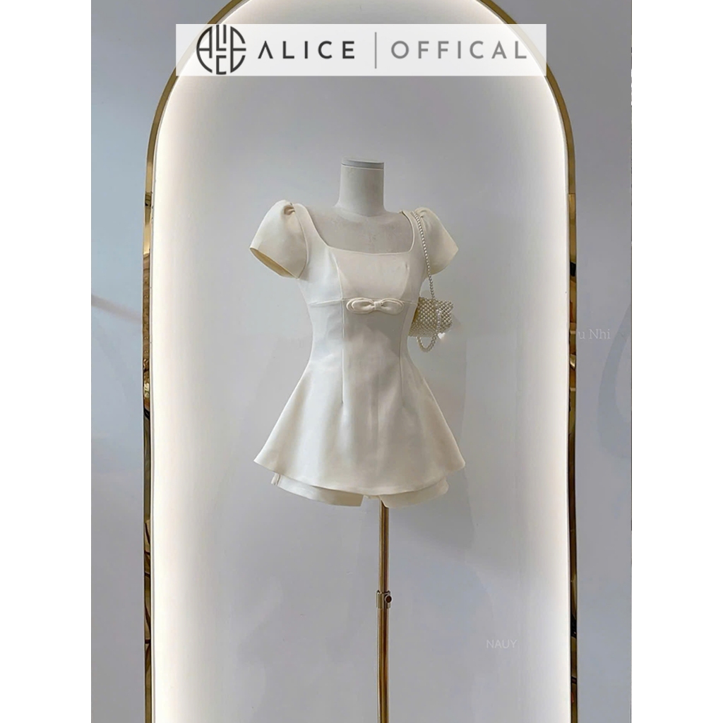 Set Váy Nữ Cao Cấp Alice Chất Chéo, Áo Peplum Cổ Vuông Tay Bồng Phối Quần Đùi Dáng Ngắn T489