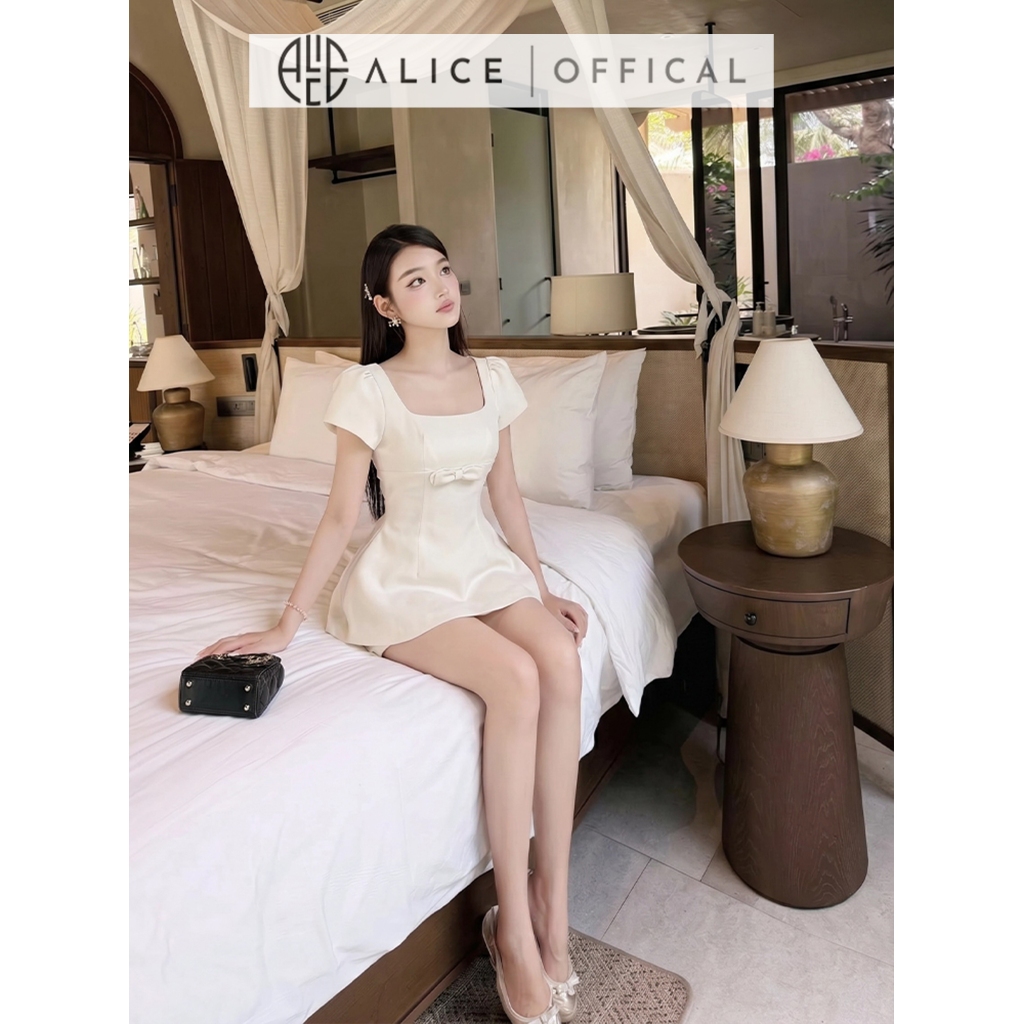 Set Váy Nữ Cao Cấp Alice Chất Chéo, Áo Peplum Cổ Vuông Tay Bồng Phối Quần Đùi Dáng Ngắn T489