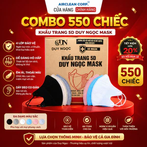 5D Duy Ngọc- Thùng 550 Chiếc Khẩu Trang 3 Lớp Kháng Khuẩn,Chống Bụi Mịn